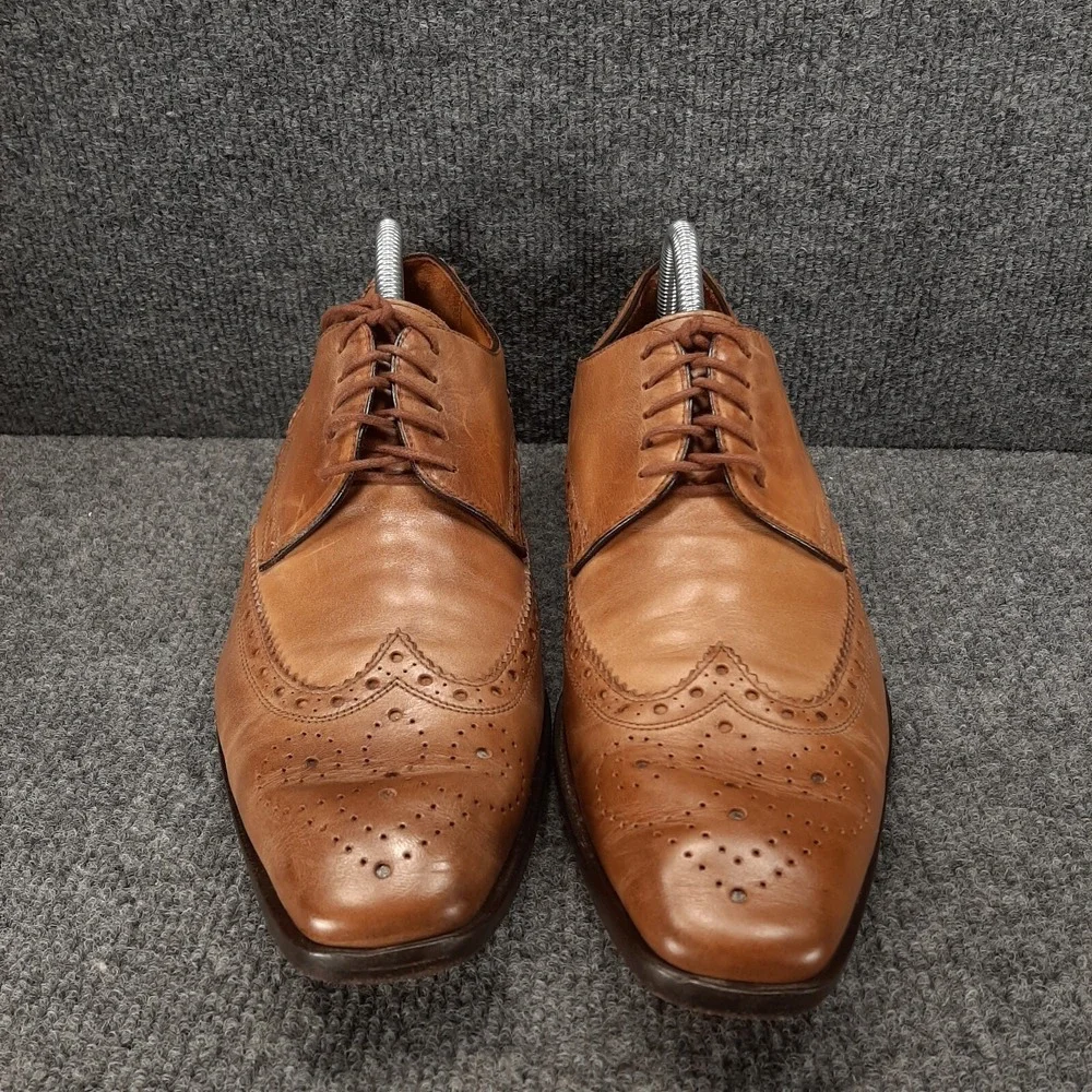 Massimo Matteo Cuoio Wingtip Leather Dress Shoes Men's Size 9M Made in Italy